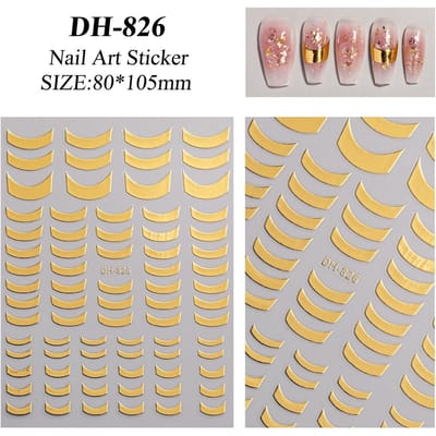 Metalen spiegel nagelstickers goud zilver nagelkunst stickers kleurrijke sliders manicure decor nagel doe-het-zelf DH-826