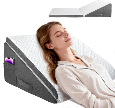 kussen voor bed, 2 stuks, verstelbaar driehoekig kussen, traagschuim, hoekkussens voor slaapapneu, zure reflux, beenverhoging, ergonomisch terugvloeikussen