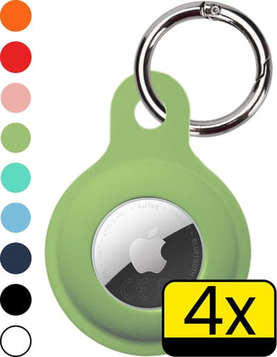 Hoesje Geschikt voor Apple AirTag 2e generatie Hoesje Sleutelhanger Houder - Siliconen Hoesje Geschikt voor Apple AirTag 2 Hoesje - Lichtgroen - 4 Stuks
