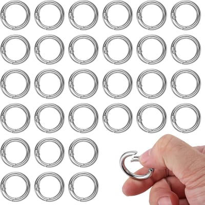 30 stuks Spring O-ringen, trigger metalen sleutelhangerclips, veerklikhaken, ronde splitringen, cirkel klikklemsluiting lente sleutelhanger gesp voor portemonnee riem ambachtelijke sieraden handtas