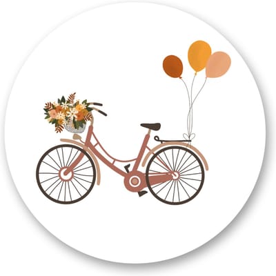 Grote Sluitzegel - Vintage - Retro - Fiets - Ballonnen | Envelop sticker – Bedankje - Cadeau – Gift – Cadeauzakje - Verjaardag - Trakteren - Leuk inpakken - Chique - DH collection