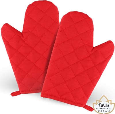 DREAM Ovenwanten 2 Stuks Rood Katoen Hittebestendige Ovenhandschoenen tot 250Â°C
