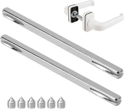 Vierkante pinnen voor deurhandgrepen - M6 crankpin ijzeren pinnen voor het bevestigen van deuraccessoires - 2 stuks van 150 mm met 6 extra onderdelen
