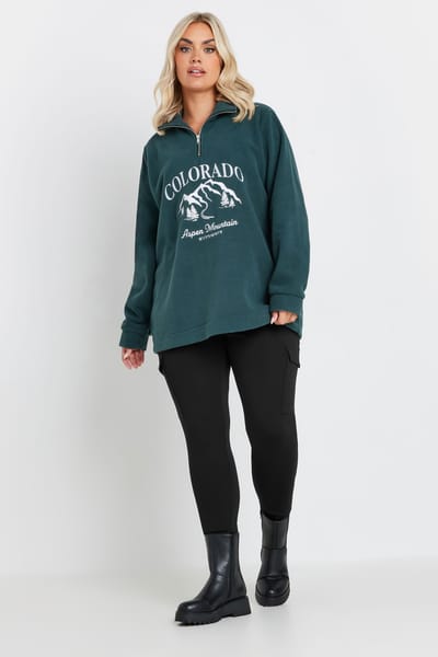 Yours Legging Met Toelopende Pijpen En Cargozakken In Zwart Size 50