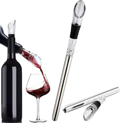 Wijnkoelers met schenktuit - 1 Stuks 32*2.5cm - Wijnkoeler Stick - Wijn Koeler Staaf - Schenktuit - Wine Cooler - Schenktuit Drank - Wijnschenker - Stokwijnkaraf - Wijnbeluchter - Champagnekoeler - RVS Staaf - Wijnschenker Decanteerder - Beluchter