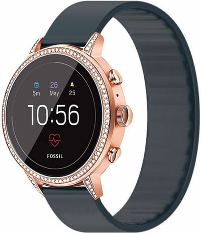 Strap-it Elastisch siliconen smartwatch bandje 18mm - geschikt voor Fossil Gen 5e - 42mm / Gen 6 - 42mm - Huawei Watch GT 4 - 41mm - GT 5 - 41mm / GT 5 Pro - 42mm - Withings ScanWatch 2 - 38mm / ScanWatch Light / Steel HR - 36mm - Donkerblauw