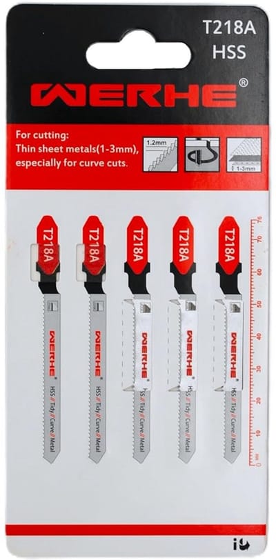 5x Decoupeerzaagblad HSS voor Zacht Metaal Dunne Plaat 1-3mm T-Schacht