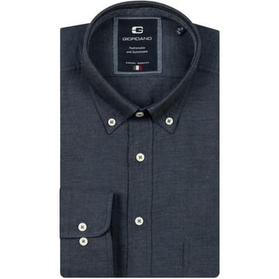 Giordano Overhemd Brando Faux-Uni Flanel Twill Wooltouch Mélange Navy / male