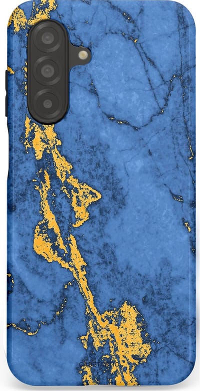 Casetastic hoesje geschikt voor Samsung Galaxy A26 - Dubbellaagse bescherming - Koninklijk Marmer - Fashion Case - Blauw Goud