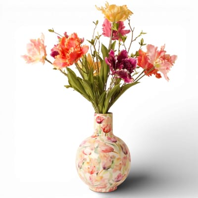 WinQ-Boeket Parkiettulpen Multicolor-incl. Vaas-Lengte 65 cm-Kunsttulpen 10stuks
