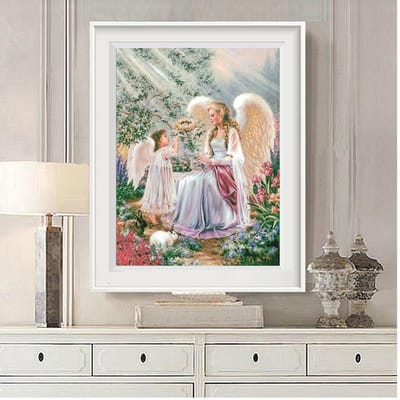 Diamond Painting Angel Mothe & Baby Cross Stitch Full Diamond Borduurnaaldwerk 20X30CM gray
