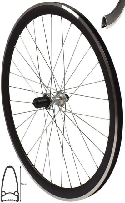 28 Inch Achterwiel V-Profiel Racefiets Velg Zwart Zilver