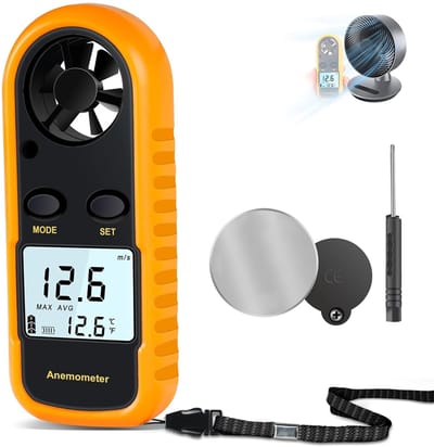 Draagbare anemometer, zeer nauwkeurige digitale anemometer (+/-5%) met LCD-achtergrondverlichting, handzame anemometer voor buiten, HAVC en drones - Cyslmuk®