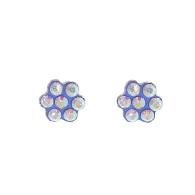 Behave - Oorbellen - Bloem - 925 Sterling Zilver - Aurore Boreale Kristal steentjes -Aqua Blauw