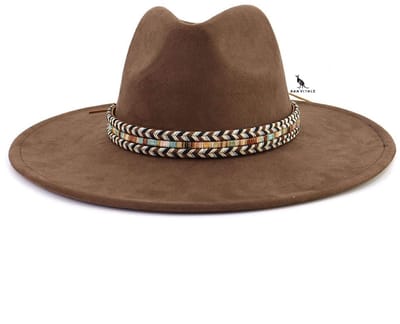 San Vitale® - Fedora Hoed Bruin - Festival - Stijlvol - Verstelbare pasvorm - One Size Fits Most - 55-58cm - Faux Suede - Bruin