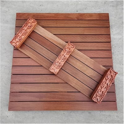 Houten Terrastegels - Vlondertegels Kliksysteem - Buiten Vloeren - Waterdicht Verhoogd Ontwerp - 60x30cm of 90x30cm - Bruin