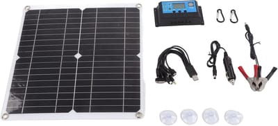 Zonnepaneel Kit - Draagbaar Paneel - Batterijen Laden - Monokristallijn Cellen - 20W Vermogen - Zwart