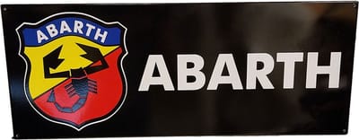 Abarth Logo Black Enamel Sign - 90 x 35cm
