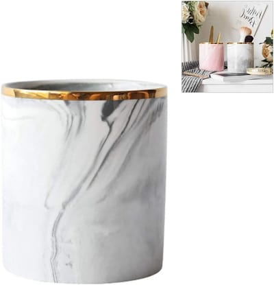 Elegante Marmeren Make-up Organizer voor Cosmetische Kwasten, Pennen en Potloden - Perfect voor Thuis en Kantoor (Grijs)