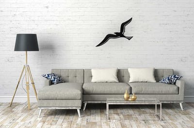 wanddeco/steenkorfdeco Meeuw/ Seagull zwart 141501 48,7x55,7cm.