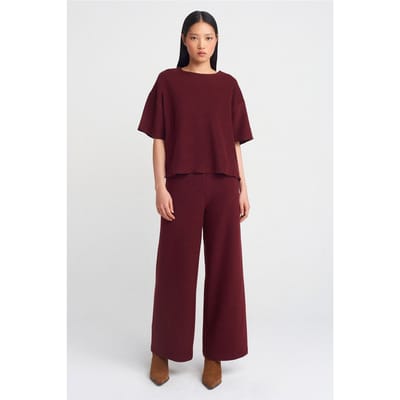 Dames Hoge Taille Wijde Pijpen Gebreide Broek