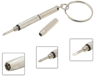 Bril Schroevendraaier I Bril Reparatie set I Horloge Reparatie set I Horloge Repareren I Sleutelhanger I 3 in 1 - Sleutelhanger I Schroeven I Zilver