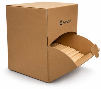 Pomebio houten roerstaafjes - 14 cm - 2000 stuks in dispenserbox