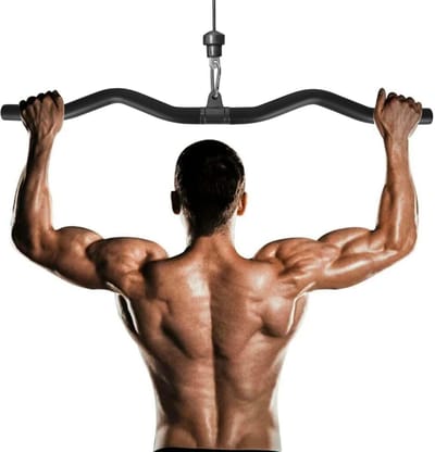 Dailygoods - Dokeno Bicepstang, Tricepsstang, Ergonomische LAT-machinestang 80 cm Zwart, Triceps-tractiebar voor Thuis, Gym, Crossfit, Bodybuilding, Krachttraining, Sport