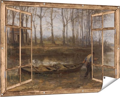 Gards Tuinposter Doorkijk De Zandschipper - Jozef Israëls - 150x100 cm - Tuindoek - Tuindecoratie - Wanddecoratie buiten - Tuinschilderij