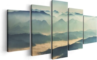 Artaza Canvas Schilderij Vijfluik Heuvel Landschap Tijdens De Mist - 100x50 - Foto Op Canvas - Canvas Print