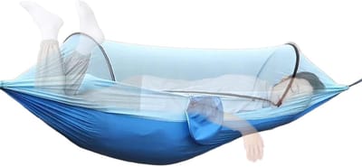 Camping Hangmat - Buiten Onderdak - Ontspannen Buiten - Geïntegreerd Muggennet - 260x140 cm - Blauw