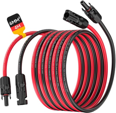 PV Verlengkabel 6 mm² 4 Meter Zonne-energie Kabel met MC4 Connectoren IP68 Waterdicht