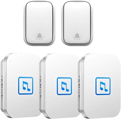 Draadloze Deurbel Kit - Zelfopladende Bel - Toegangscontrole Huis - Geen Batterijen Nodig - 200m Bereik - Wit