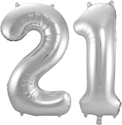 Cijfer Ballonnen Ballon Cijfer 21 Verjaardag Versiering Feest Helium Ballonnen Cijferballon Folieballon Zilver Xl Formaat
