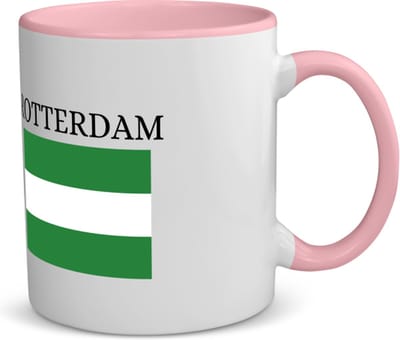 Akyol - rotterdam koffiemok - theemok - roze - Rotterdam - toeristen rotterdammers - groen wit groen vlag - cadeautje - kado - erasmusbrug - zuid holland - 350 ML inhoud