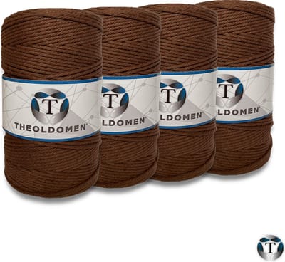Macramé Koord | Bundelkorting | 800 meter | Bruin | 100% Katoen | Macramé | Macramé Touw | 3mm | Triple Twist | Plantenhanger | Dromenvanger | Wandkleed | Weven | Knopen | Breien | Haken | DIY | TheOldOmen |