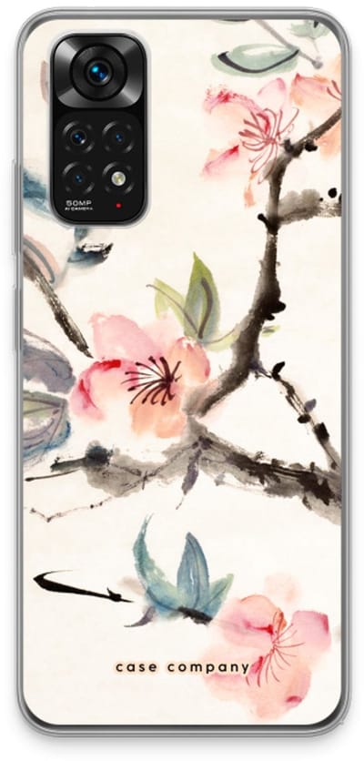 Case Company® - Hoesje geschikt voor Xiaomi Redmi Note 11 hoesje - Japanse bloemen - Soft Cover Telefoonhoesje - Bescherming aan alle Kanten en Schermrand