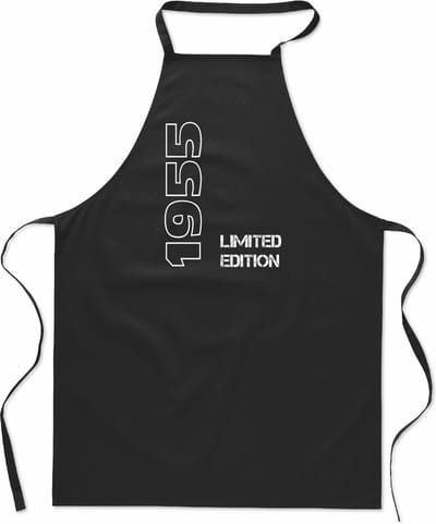 Limited Edition 1955 - keukenschort - kookschort - BBQ schort - 100% katoen - leeftijd - geboortejaar - verjaardag en feest - cadeau - kado - unisex - zwart