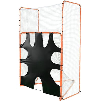 3-IN-1 Lacrossedoel met Backstop en Doelwit, 12' x 9' Lacrossenet, Stalen Frame Achtertuin Lacrosse Rebounder Apparatuur, Snelle & Eenvoudige Opstelling Training
