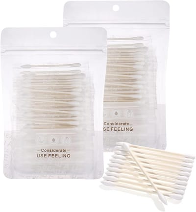 Individueel verpakte wattenstaafjes - biologisch afbreekbare tip applicator - voor oor en make-up (200 stuks)