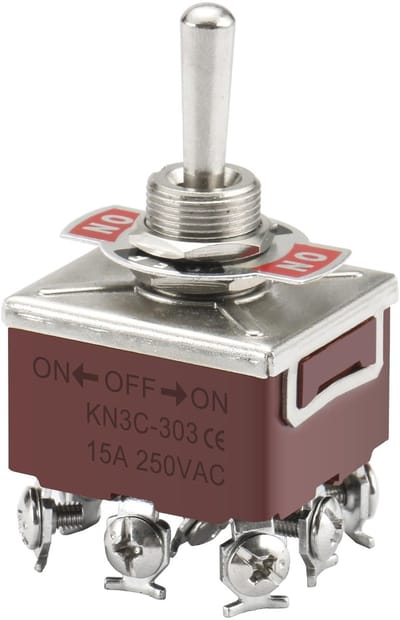 Dailygoody - Metal Toggle Switch - 3PDT - Ondersteunt 15A 250VAC - 12mm montage - ON/OFF/ON - Geschikt voor panelen - HS-303