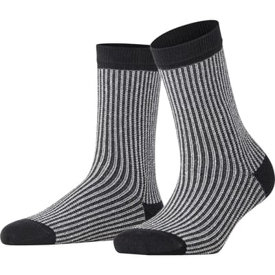 FALKE Family Special Edition gedessineerd katoen sokken dames zwart - maat 35-38