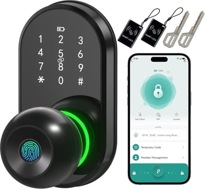 Slim Deurslot - Keyless Entry - Voordeur Beveiligen - App Afstandsbediening - 14x7x9 cm - Zwart