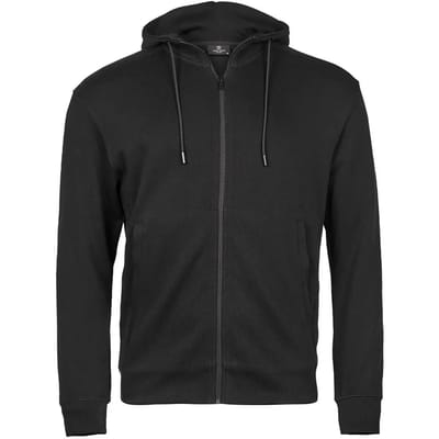 Tee Jays - Ribbed Interlock Hooded Full Zip - Black - M