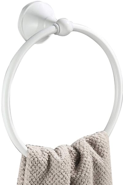 Dailygoody - Ronde Handdoek Ring - Wandgemonteerde Handdoekhouder - Eigentijds Design - Wit - Badkamer Accessoires - Hoogwaardige Kwaliteit - Geschikt.