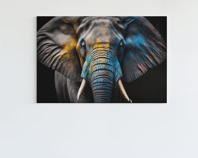 Canvas Schilderij - Dieren - Olifant - Kleurrijk - 60x40x2 cm