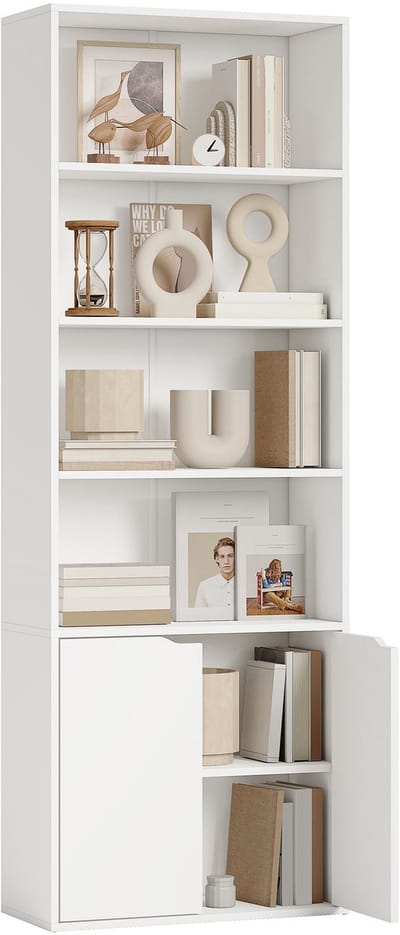 HOMCOM Boekenkast - Spaanplaat - 59x29x180cm - Wit