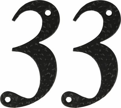 AMIG Huisnummer 33 - massief gesmeed staal - 10cm - incl. bijpassende schroeven - zwart