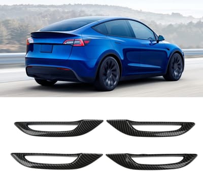 Dailygoods- Deurklink Beschermkap 4 Stuks - Duurzaam ABS - Waterdicht - Krasbestendig - Carbon Fiber Style - Voor Tesla Model Y/3 - Deurgreep
