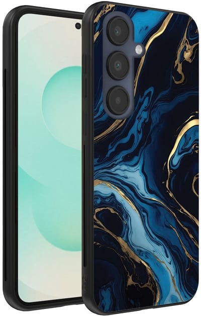 Smartphonica Telefoonhoesje Geschikt voor Samsung Galaxy S25 Plus met marmer opdruk - TPU backcover case gold blue marble design - Goud Blauw geschikt voor Samsung Galaxy S25 Plus